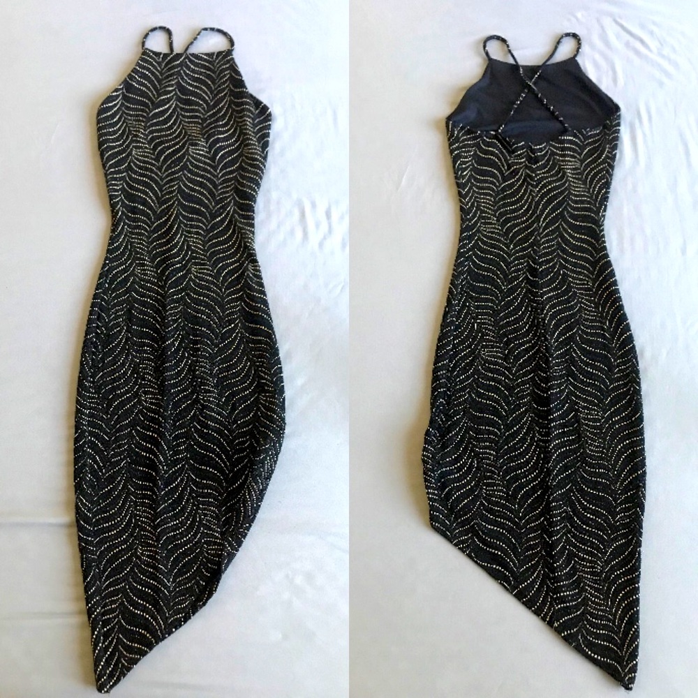 Black Bodycon Glitter Dress